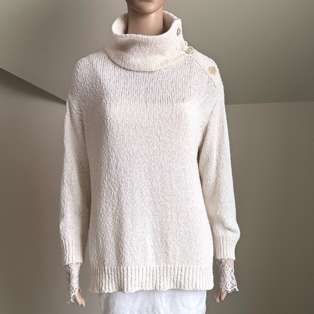 Brunello Cucinelli Ivory Turtleneck Sweater XL
